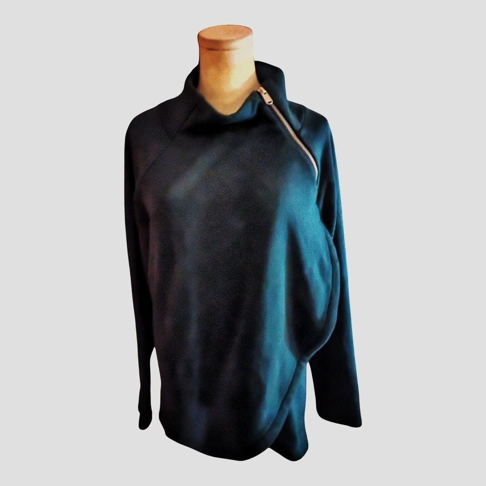 Athleta Teal Asymmetrical Neck Zipper Pullover Size‎ Medium